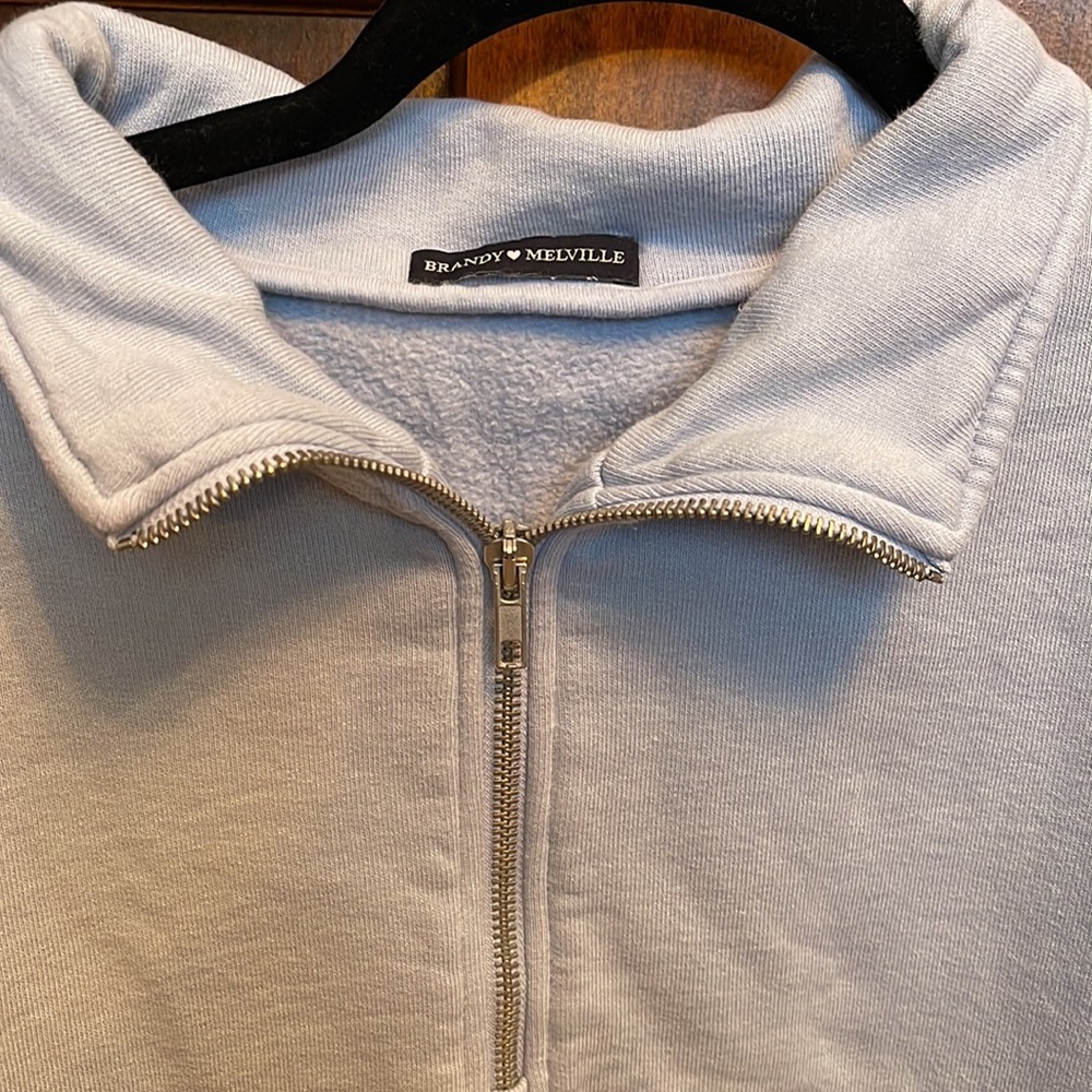 Brandy Melville White Half-Zip Sweatshirt - Picture 2 of 2